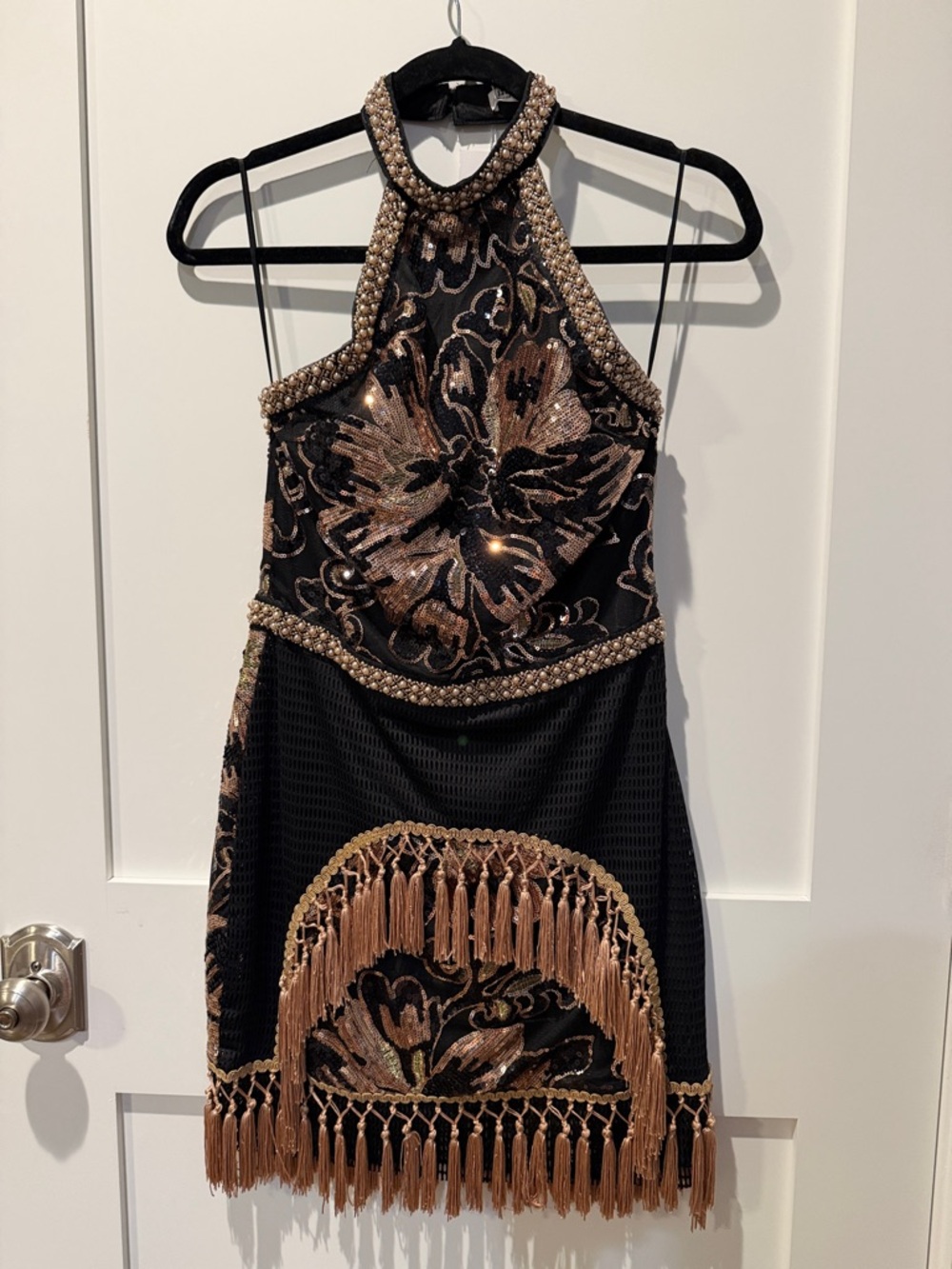 NWT’s 12th Tribe Like Gold Dust Sequin Fringe Dress - MED